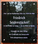 Ansicht Gedenktafel Friedrich Seidenstücker - Wilmersdorf