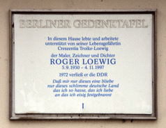 Ansicht Gedenktafel Roger Loewig - Märkisches Viertel