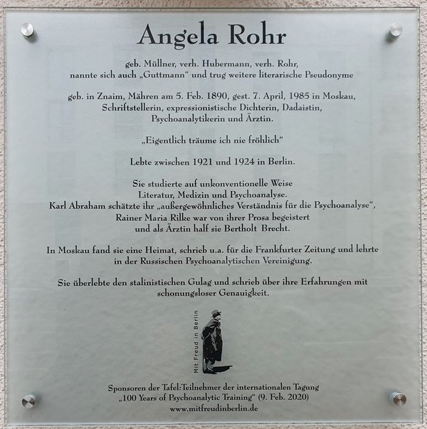 Ansicht Gedenktafel Angela Rohr