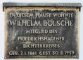 Ansicht Gedenktafel Wilhelm Bölsche