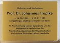 Ansicht Gedenktafel Johannes Tropfke