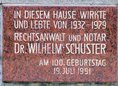 Ansicht Gedenktafel Wilhelm Schuster