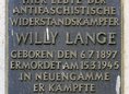 Ansicht Gedenktafel Willy Lange