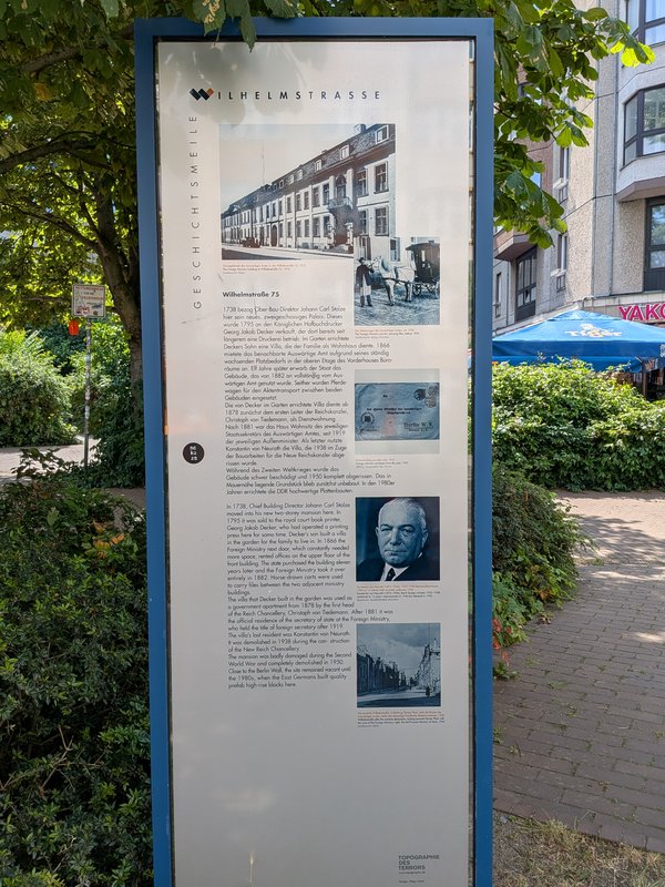 Ansicht Gedenktafel Wilhelmstraße 75