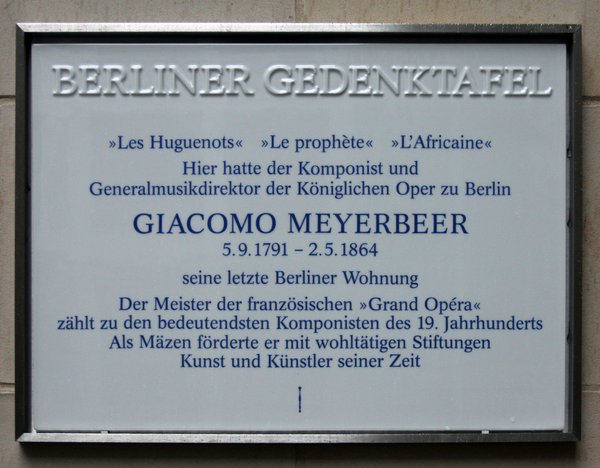 Ansicht Gedenktafel Giacomo Meyerbeer
