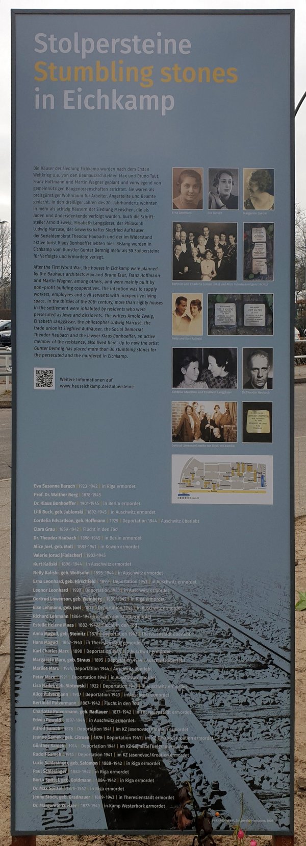 Ansicht Gedenktafel Stolpersteine in Eichkamp