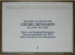 Ansicht Gedenktafel Georg Benjamin - 1991 - Gesundbrunnen