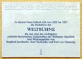 Ansicht Gedenktafel Weltbühne