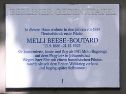 Ansicht Gedenktafel Amélie "Melli" Hedwig Beese-Boutard - Johannisthal
