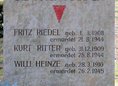 Ansicht Gedenktafel Fritz Riedel - Kurt Ritter - Willi Heinze