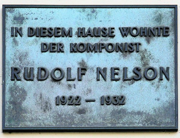 Ansicht Gedenktafel Rudolf Nelson (eigtl. Lewysohn)