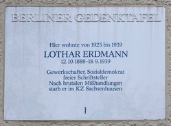 Ansicht Gedenktafel Lothar Erdmann - 1988 - Tempelhof