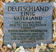 Ansicht Gedenktafel Einheits-Linde - 1991 - Lankwitz