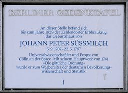 Ansicht Gedenktafel Johann Peter Süssmilch - 1992 - Zehlendorf