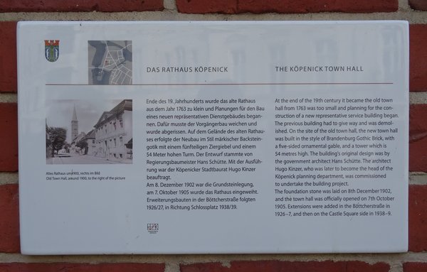 Ansicht Gedenktafel Rathaus Köpenick