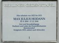 Ansicht Gedenktafel Max Julius Hodann