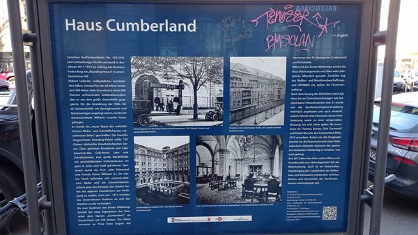 Ansicht Gedenktafel Haus Cumberland