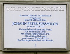 Ansicht Gedenktafel Johann Peter Süssmilch - 1994 - Mitte