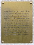 Ansicht Gedenktafel Galerie Bremer - 2000 - Wilmersdorf
