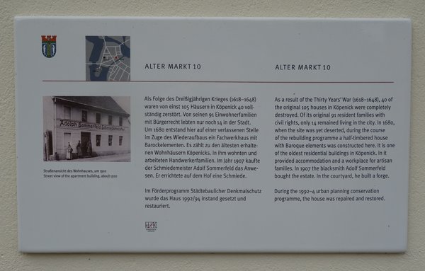 Ansicht Gedenktafel Alter Markt 10 (Wohnhaus)