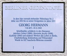 Ansicht Gedenktafel Georg Hermann - 1988 - Wilmersdorf