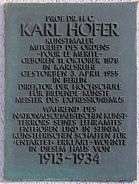 Ansicht Gedenktafel Karl Christian Ludwig Hofer - 1981 - Schöneberg