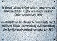 Ansicht Gedenktafel Ministerium für Staatssicherheit