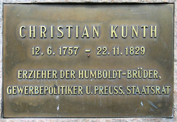 Ansicht Gedenktafel Gottlob Johann Christian Kunth