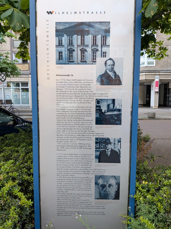 Ansicht Gedenktafel Wilhelmstraße 76