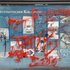 Blaue Informationstafel in englischer Sprache mit Text und Bildern, die Tafel ist mit Graffiti bemalt.