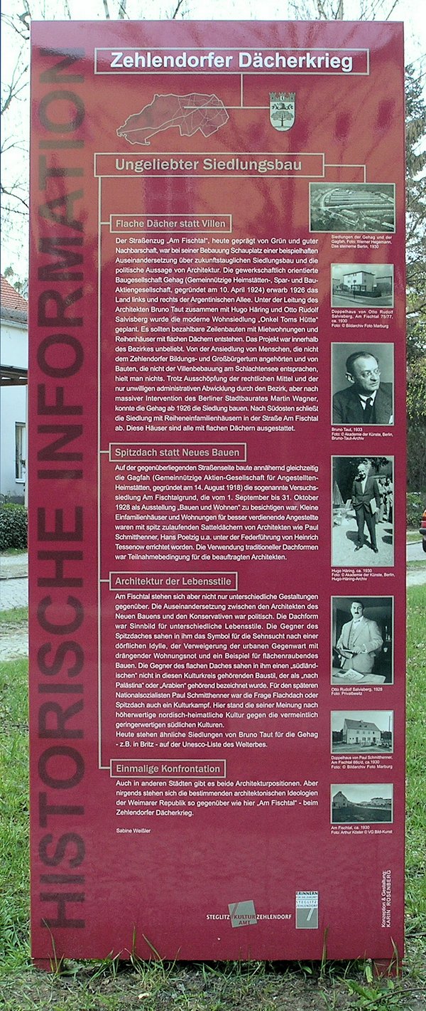 Ansicht Gedenktafel Zehlendorfer Dächerkrieg