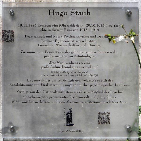 Ansicht Gedenktafel Hugo Staub