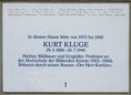 Ansicht Gedenktafel Kurt Kluge