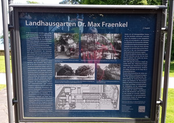 Ansicht Gedenktafel Landhausgarten Dr. Max Fraenkel