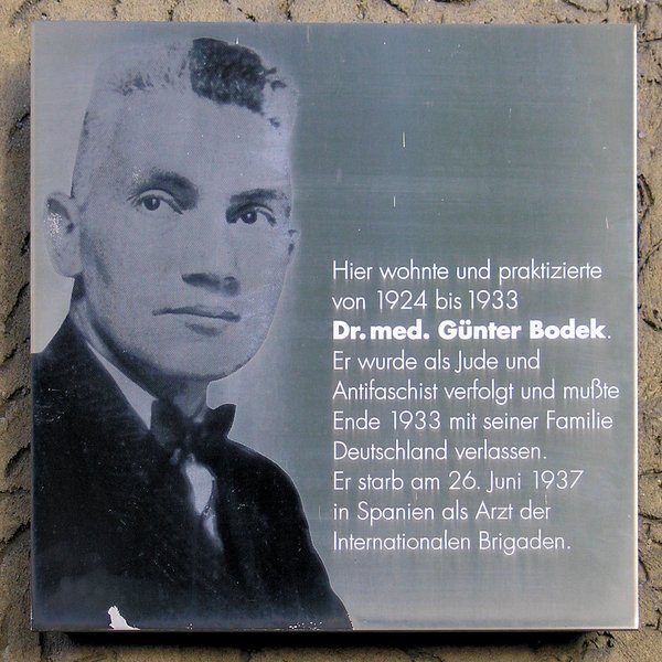 Ansicht Gedenktafel Günter Bodek