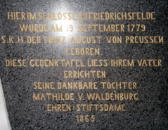 Ansicht Gedenktafel Friedrich Wilhelm Heinrich August Prinz von&nbsp;&hellip; - 1865 - Friedrichsfelde