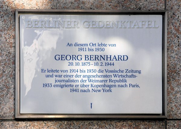 Ansicht Gedenktafel Georg Bernhard