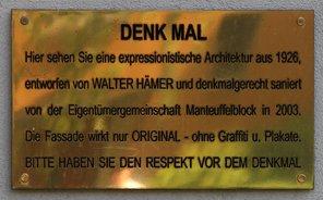 Ansicht Gedenktafel DENK MAL - Tempelhof