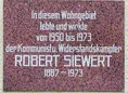 Ansicht Gedenktafel Robert Siewert