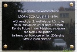 Ansicht Gedenktafel Dora Schaul - 2009 - Plänterwald