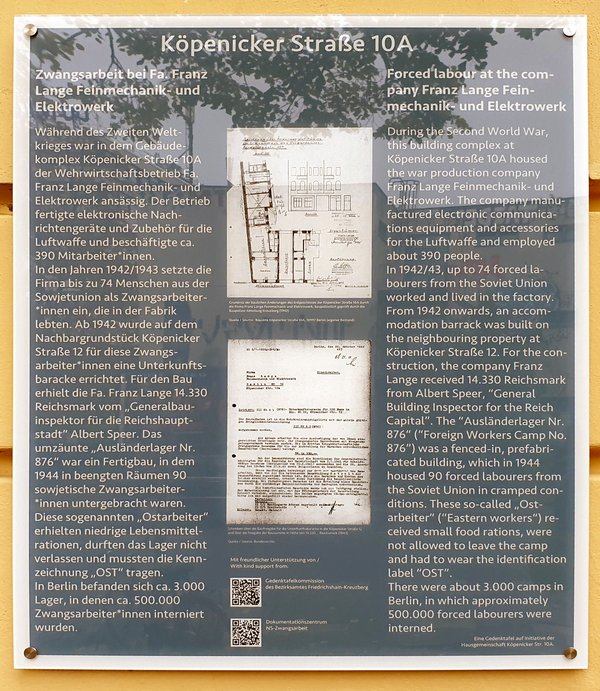 Ansicht Gedenktafel NS-Zwangsarbeit Franz Lange