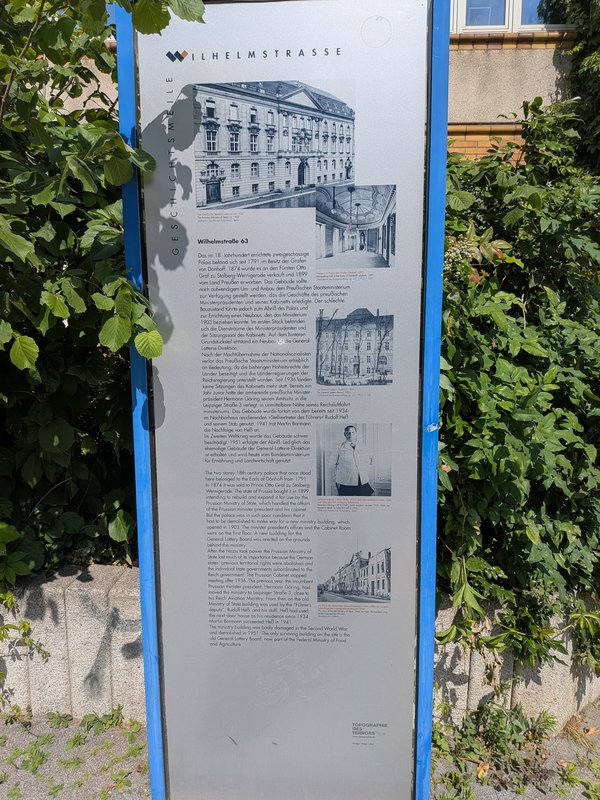 Ansicht Gedenktafel Wilhelmstraße 63